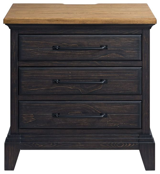 Johnshaven Espresso and Brown 3 Drawer Nightstand with Charger And Sensor Light