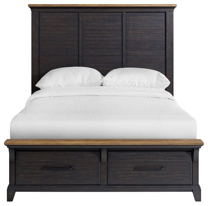 Johnshaven Espresso and Brown Queen Storage Panel Bed