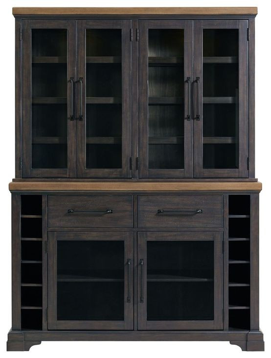 Johnshaven Espresso 6 Glass Door Server and Hutch with LED