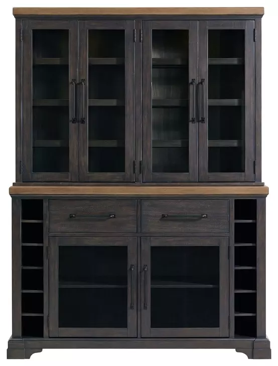 Johnshaven Espresso 6 Glass Door Server and Hutch with LED