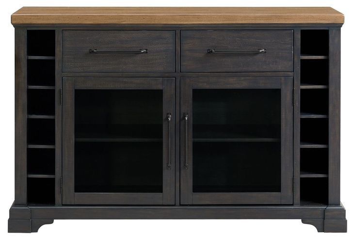 Johnshaven Espresso and Brown 2 Glass Door Server