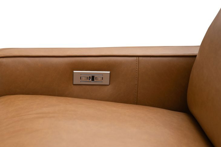 Moore Santa Fe Brandy Leather Power Recliner with Power Headrest and USB Charging