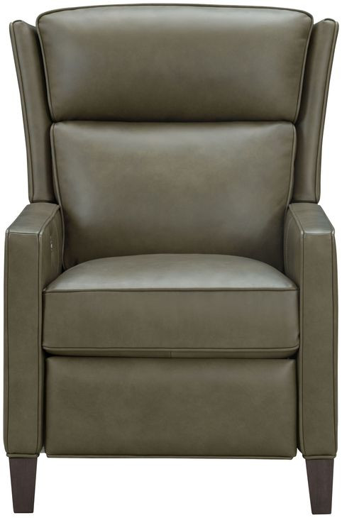 Moore Oasis Olive Leather Power Recliner with Power Headrest and USB Charging