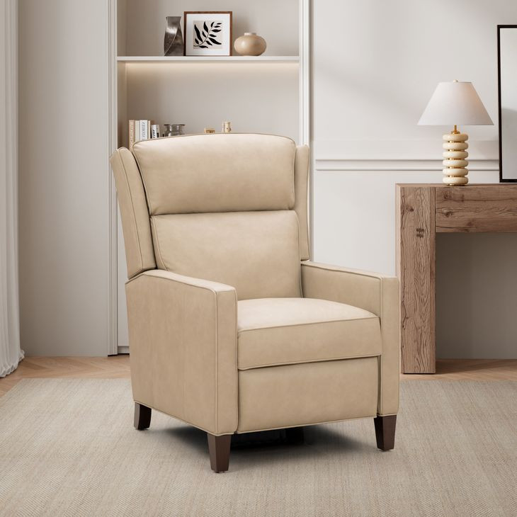 Moore Cashmere Stone Leather Push Thru The Arms Recliner