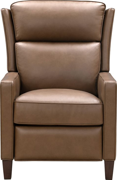 Moore Cashmere Taupe Leather Push Thru The Arms Recliner