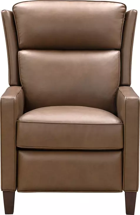 Moore Cashmere Taupe Leather Push Thru The Arms Recliner