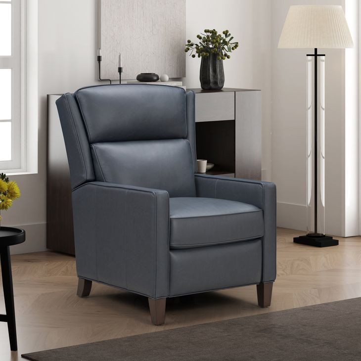 Moore Santa Fe Ocean Leather Power Recliner with Power Headrest and USB Charging