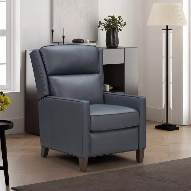 Moore Santa Fe Ocean Leather Power Recliner with Power Headrest and USB Charging