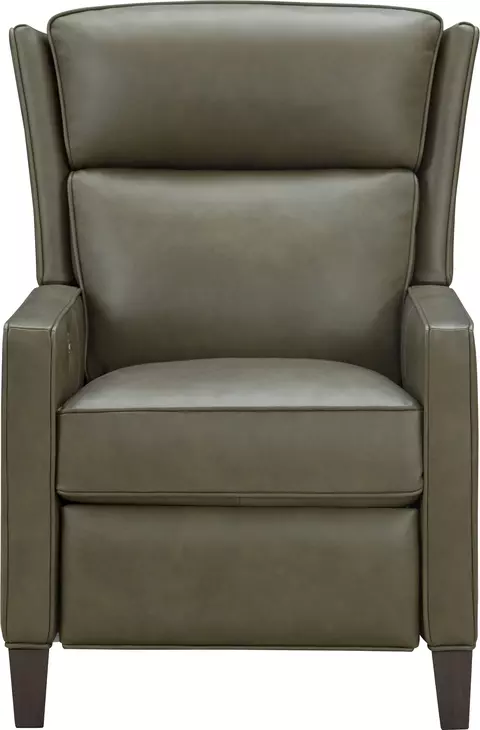 Moore Oasis Olive Leather Power Recliner with Power Headrest and USB Charging