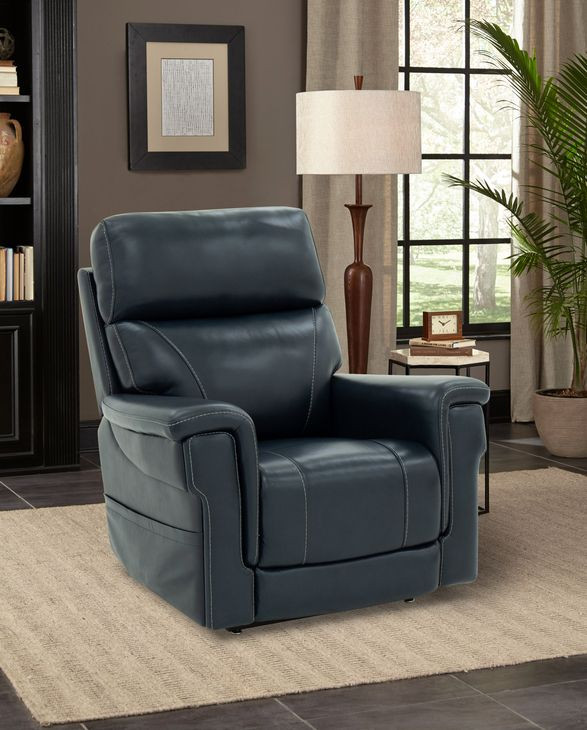Moorpark Sorrento Ocean Leather Power Lift Recliner with Power Lumbar and 3 Zone Heat