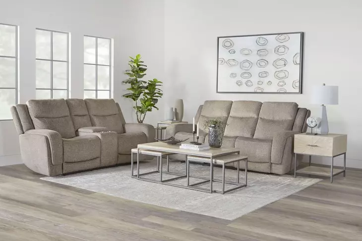 Penfield Frappe Zero Gravity 80" Power Reclining Console Loveseat With Heat And Massage