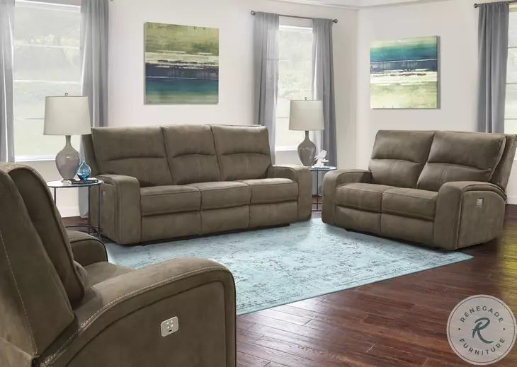 Nova Kahlua Dual Performance Fabric Power Reclining Loveseat