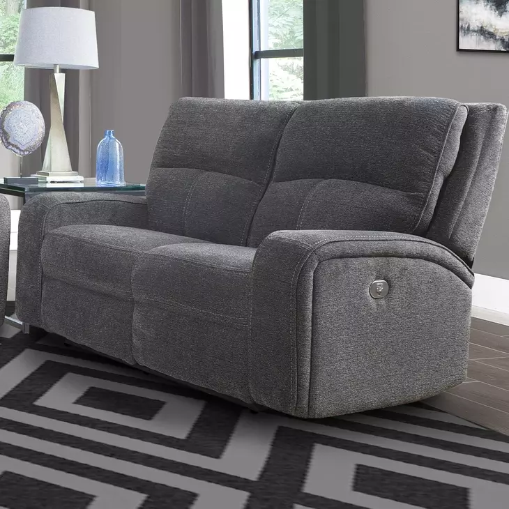 Polaris Bizmark Gray Performance Fabric 63" Power Reclining Loveseat