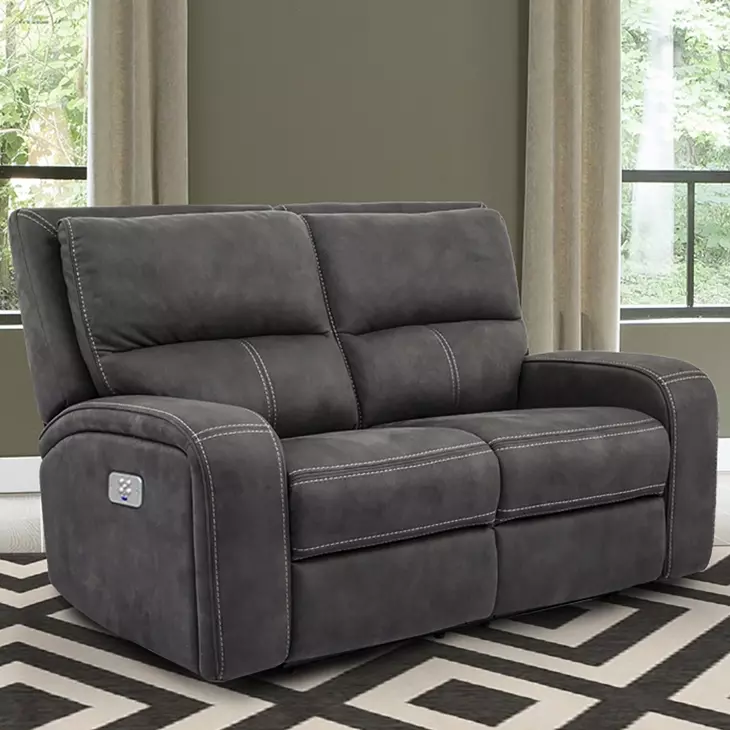 Polaris Slate Performance Fabric 63" Power Reclining Loveseat