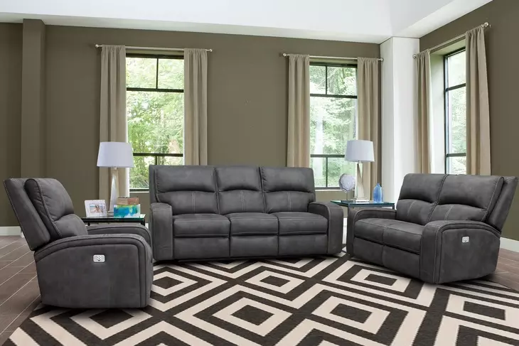 Polaris Slate Performance Fabric 63" Power Reclining Loveseat