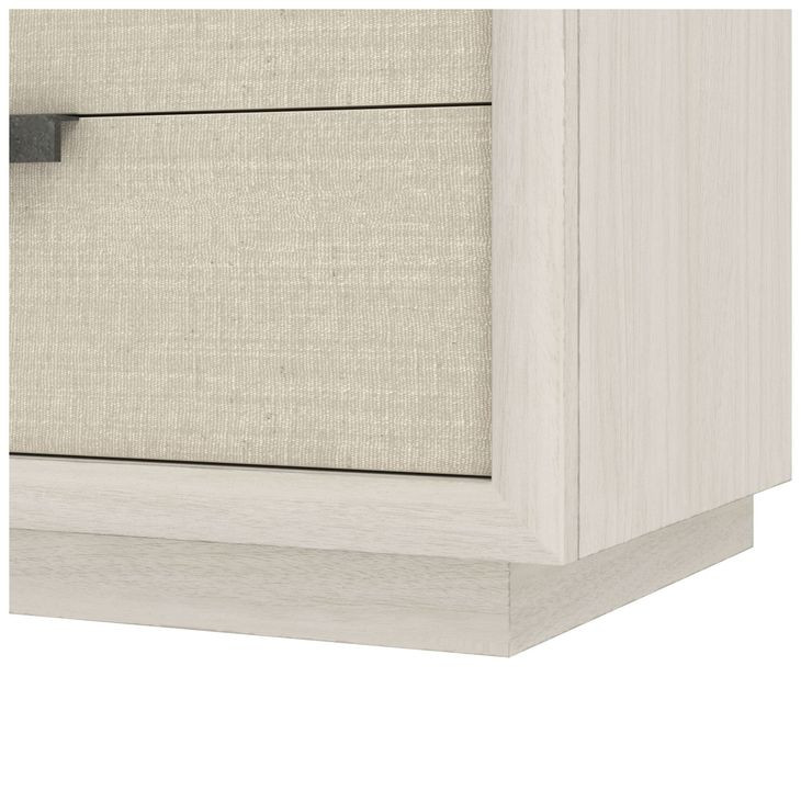 Cotiere Cream Linen Performance Fabric 3 Drawer Nightstand with USB Charging