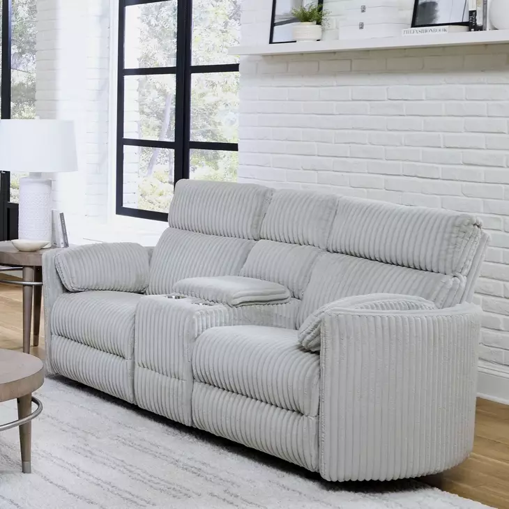 Radius Mega Grey 79" Glider Power Reclining Console Loveseat