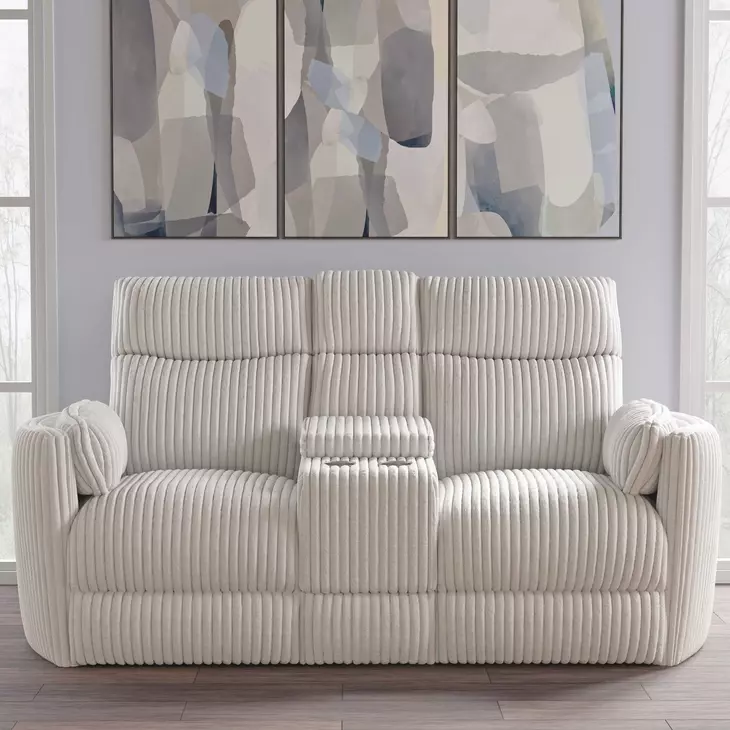 Radius Mega Ivory 79" Glider Power Reclining Console Loveseat