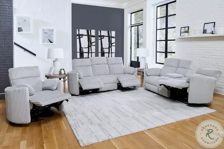 Arc Mega Grey Glider Power Reclining Console Loveseat