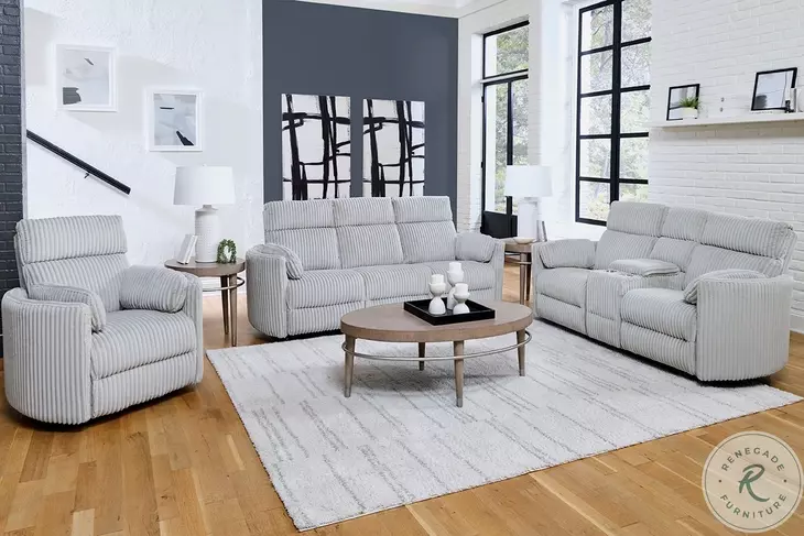 Arc Mega Grey Glider Power Reclining Console Loveseat
