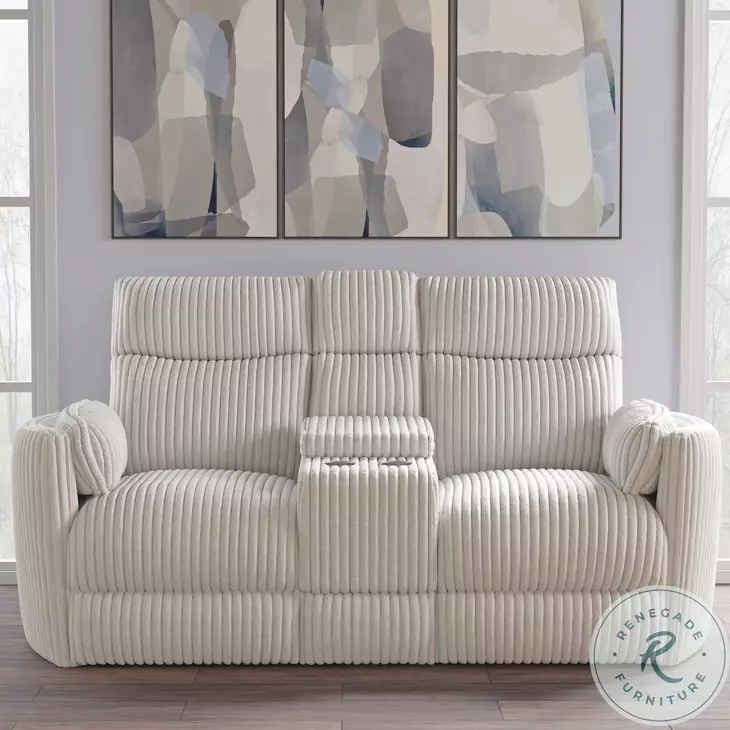 Arc Mega Ivory Glider Power Reclining Console Loveseat