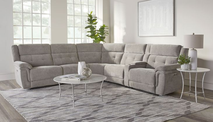 Richland Bristol Grey 6 Piece Modular Power Reclining Sectional With Adjustable Power Headrests