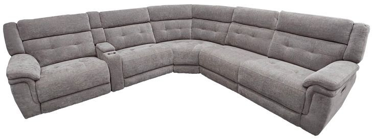 Richland Bristol Grey 6 Piece Modular Power Reclining Sectional With Adjustable Power Headrests