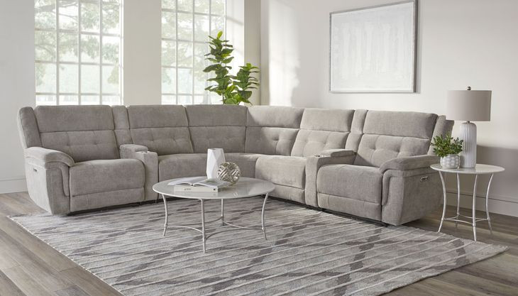Richland Bristol Grey 7 Piece Modular Power Reclining Sectional With Adjustable Power Headrests