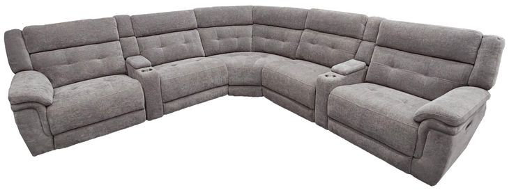 Richland Bristol Grey 7 Piece Modular Power Reclining Sectional With Adjustable Power Headrests