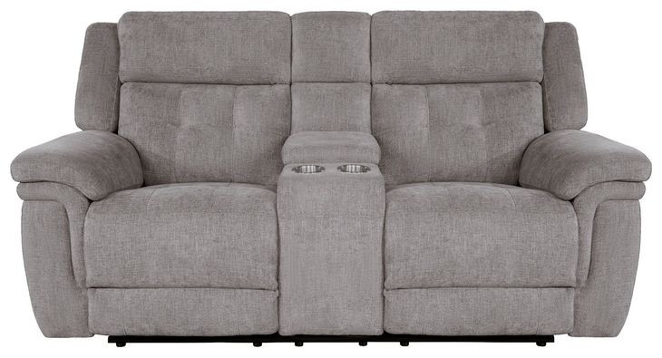 Richland Bristol Grey Power Reclining Console Loveseat With Power Headrest