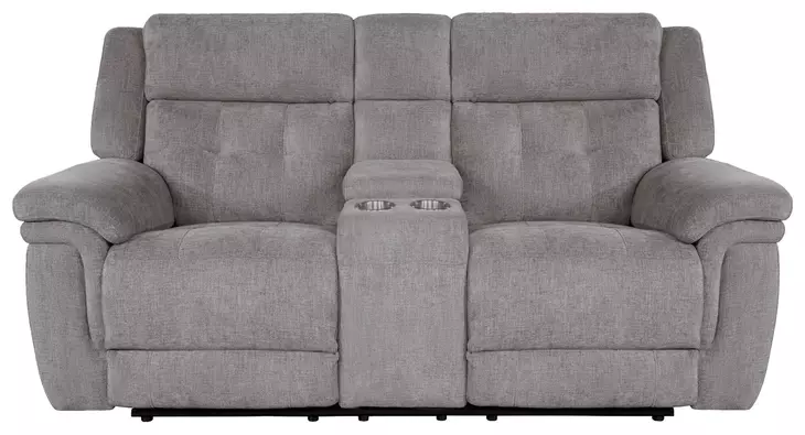Richland Bristol Grey 80" Power Reclining Console Loveseat With Power Headrest