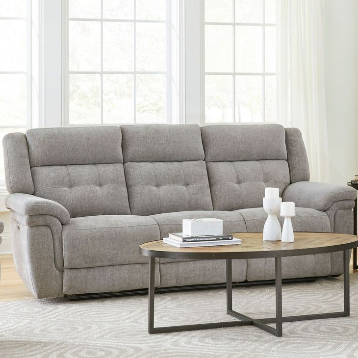 Richland Bristol Grey Power Reclining Sofa With Power Headrest