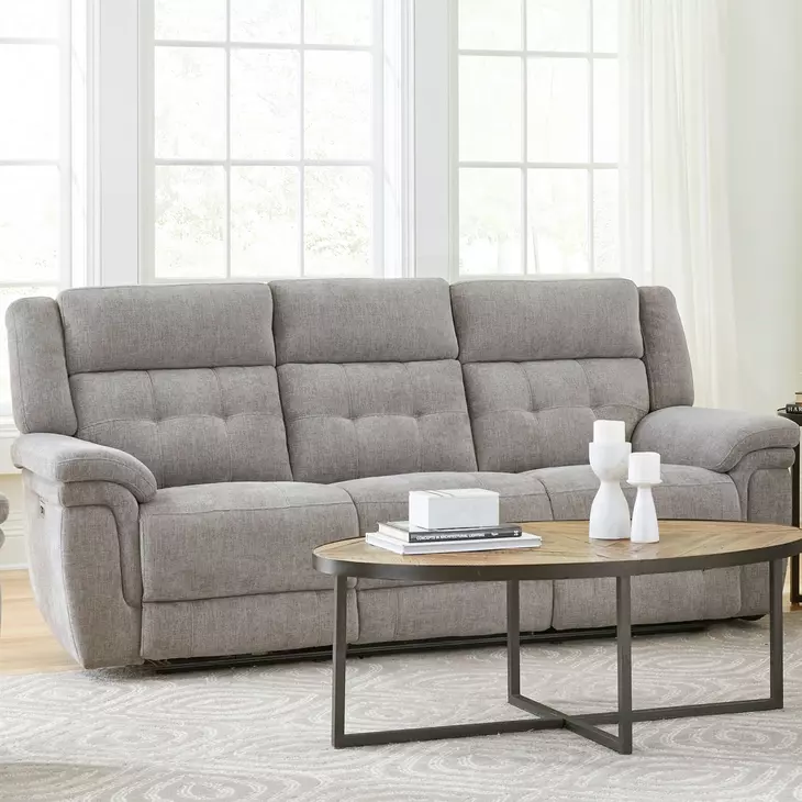 Richland Bristol Grey 90" Power Reclining Sofa With Power Headrest
