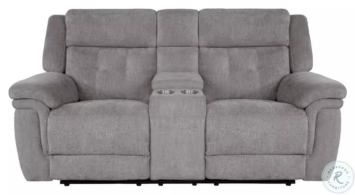 Silverwood Bristol Grey 80" Power Reclining Console Loveseat with Power Headrest