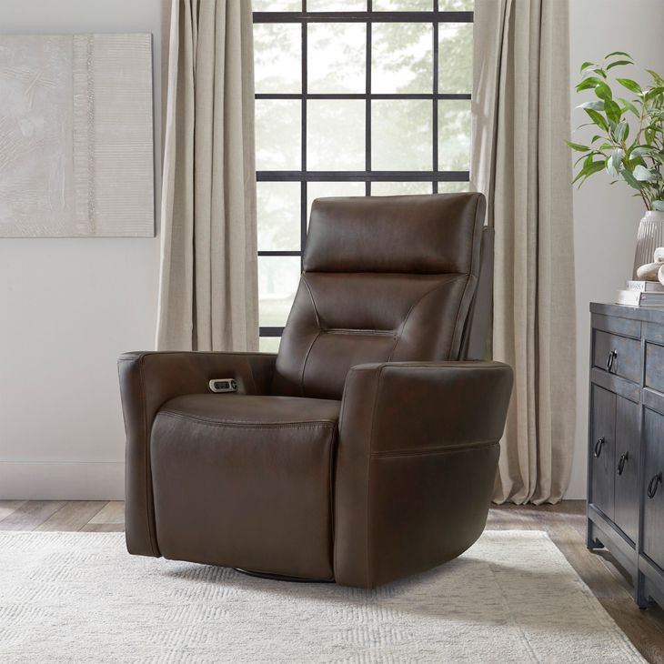 Remmington Auburn Leather Swivel Glider Power Recliner
