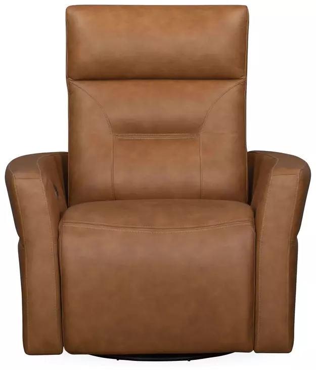 Remmington Vintage Caramel Leather Swivel Glider Power Recliner
