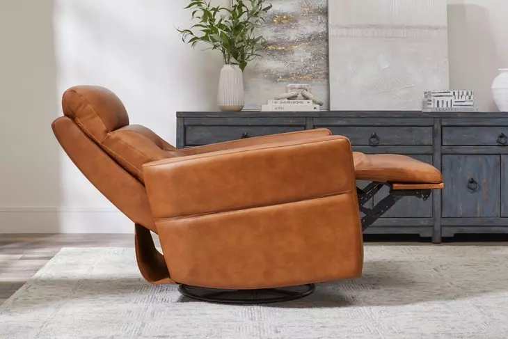 Remmington Vintage Caramel Leather Swivel Glider Power Recliner