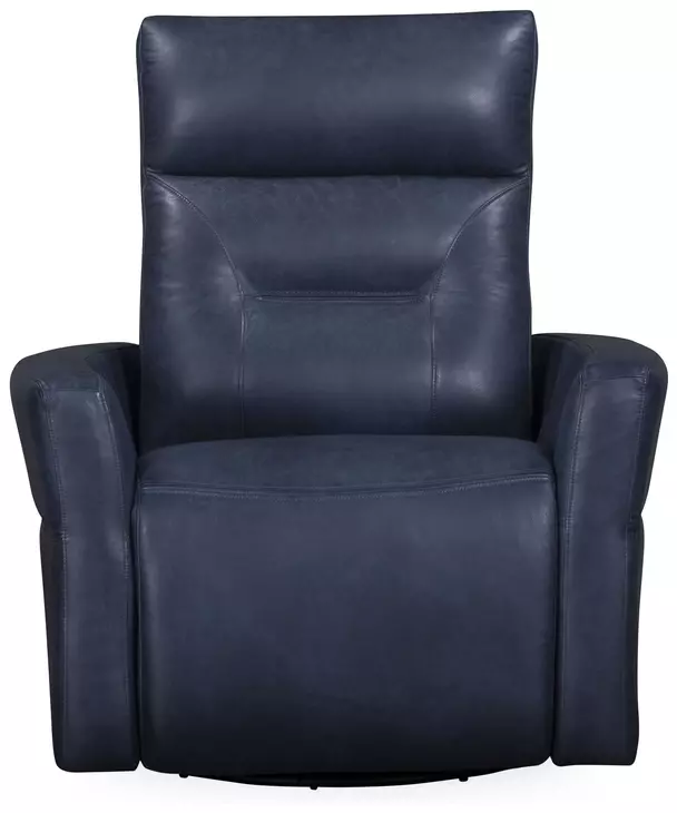Remmington Vintage Navy Leather Swivel Glider Power Recliner