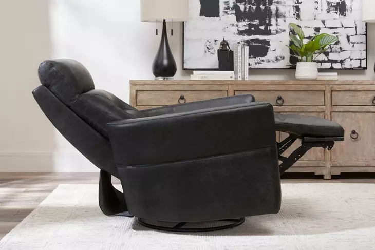Remmington Vintage Slate Leather Swivel Glider Power Recliner