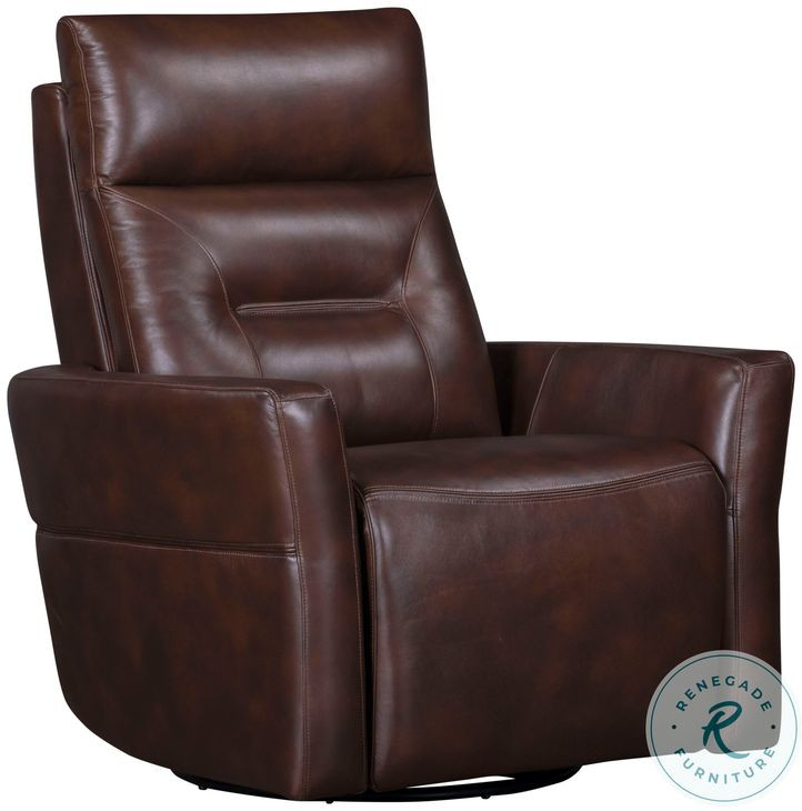 Rhettmere Auburn Leather Swivel Glider Power Recliner