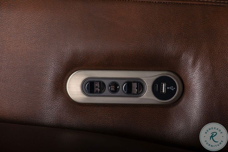 Rhettmere Auburn Leather Swivel Glider Power Recliner