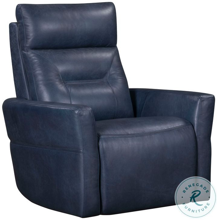 Rhettmere Vintage Navy Leather Swivel Glider Power Recliner