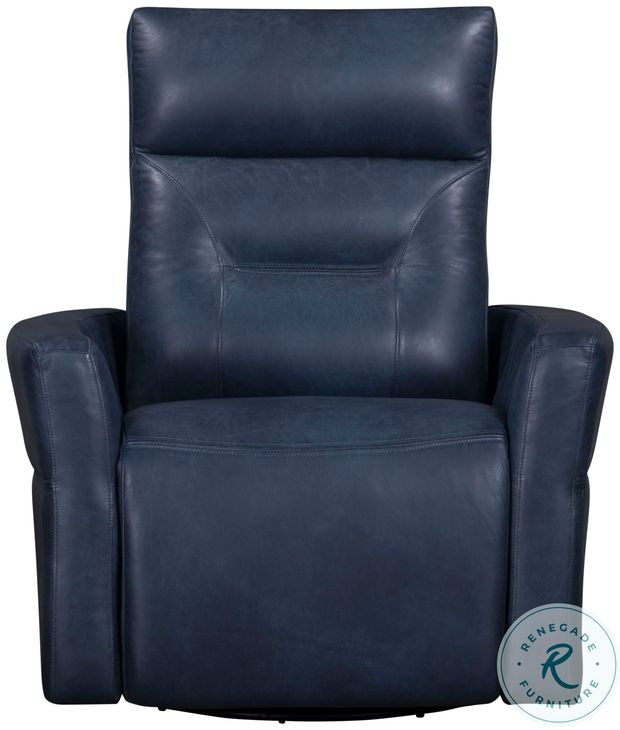 Rhettmere Vintage Navy Leather Swivel Glider Power Recliner