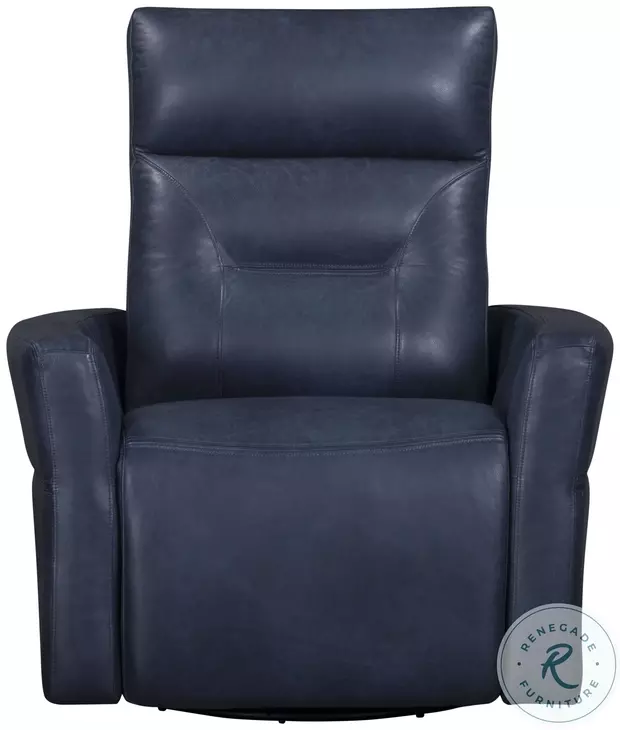 Rhettmere Vintage Navy Leather Swivel Glider Power Recliner