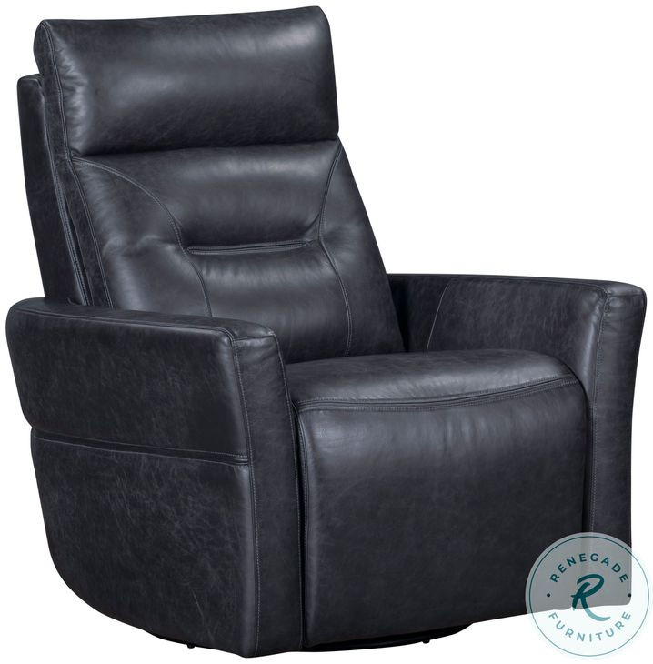 Rhettmere Vintage Slate Leather Swivel Glider Power Recliner