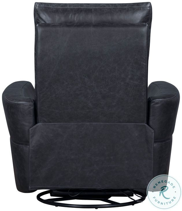 Rhettmere Vintage Slate Leather Swivel Glider Power Recliner