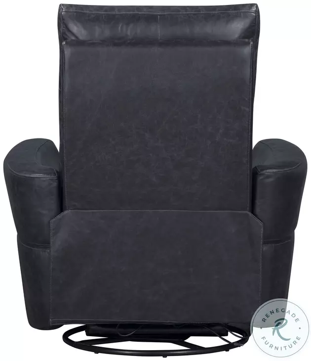 Rhettmere Vintage Slate Leather Swivel Glider Power Recliner