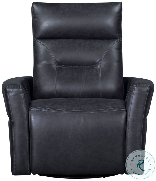 Rhettmere Vintage Slate Leather Swivel Glider Power Recliner