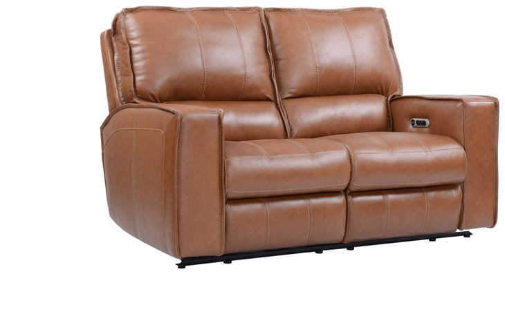 Rockford Verona Saddle Leather Power Reclining Loveseat with Power Headrest and Footrest