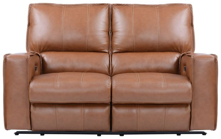 Rockford Verona Saddle Leather Power Reclining Loveseat with Power Headrest and Footrest